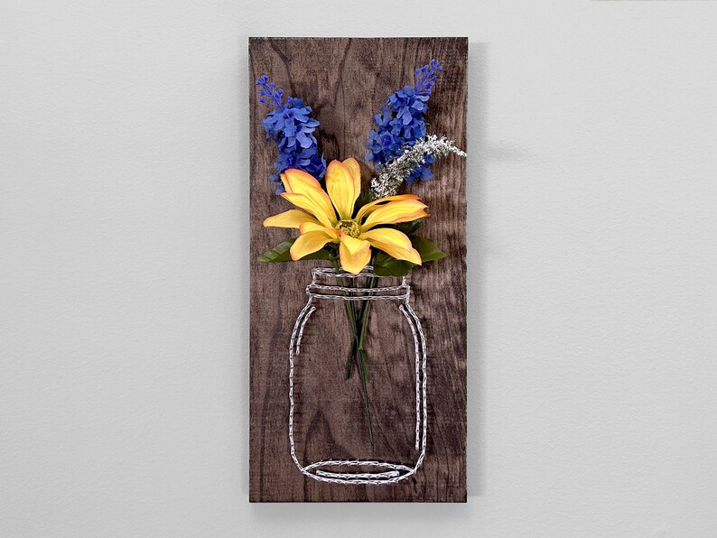 Mason Jar Flower Vase String Art Floral Decor Seasonal Decor Spring
