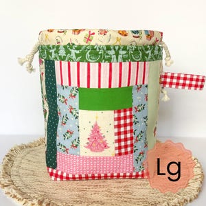 Knitting Project Bag, Handmade Cotton Craft Tote, Yarn Organizer