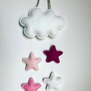 Pink Felt Star and Cloud Wall hanging