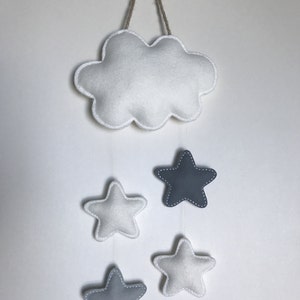 Grey Felt Star and Cloud Wall Hanging