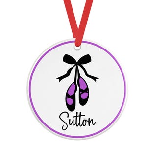 Ballet Slippers Purple Girl Personalized Porcelain Ornament, Ballet Ornament, Ballerina Ornament, Dancer, Dance, Christmas Ornament