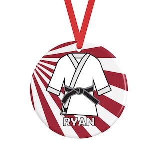 Black Belt Martial Arts Personalized Porcelain Ornament Karate Taekwondo Aikido Gi Kimono Zubon Obi