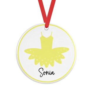 Ballet Tuta Yellow Girl Personalized Porcelain Ornament, Ballet Ornament, Ballerina Ornament, Dancer, Dance, Christmas Ornament