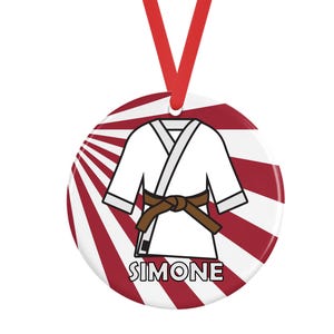 Brown Belt Martial Arts Personalized Porcelain Ornament Karate Taekwondo Aikido Gi Kimono Zubon Obi