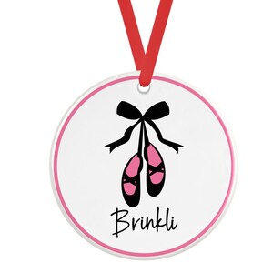 Ballet Slippers Pink Girl Personalized Porcelain Ornament, Ballet Ornament, Ballerina Ornament, Dancer, Dance, Christmas Ornament