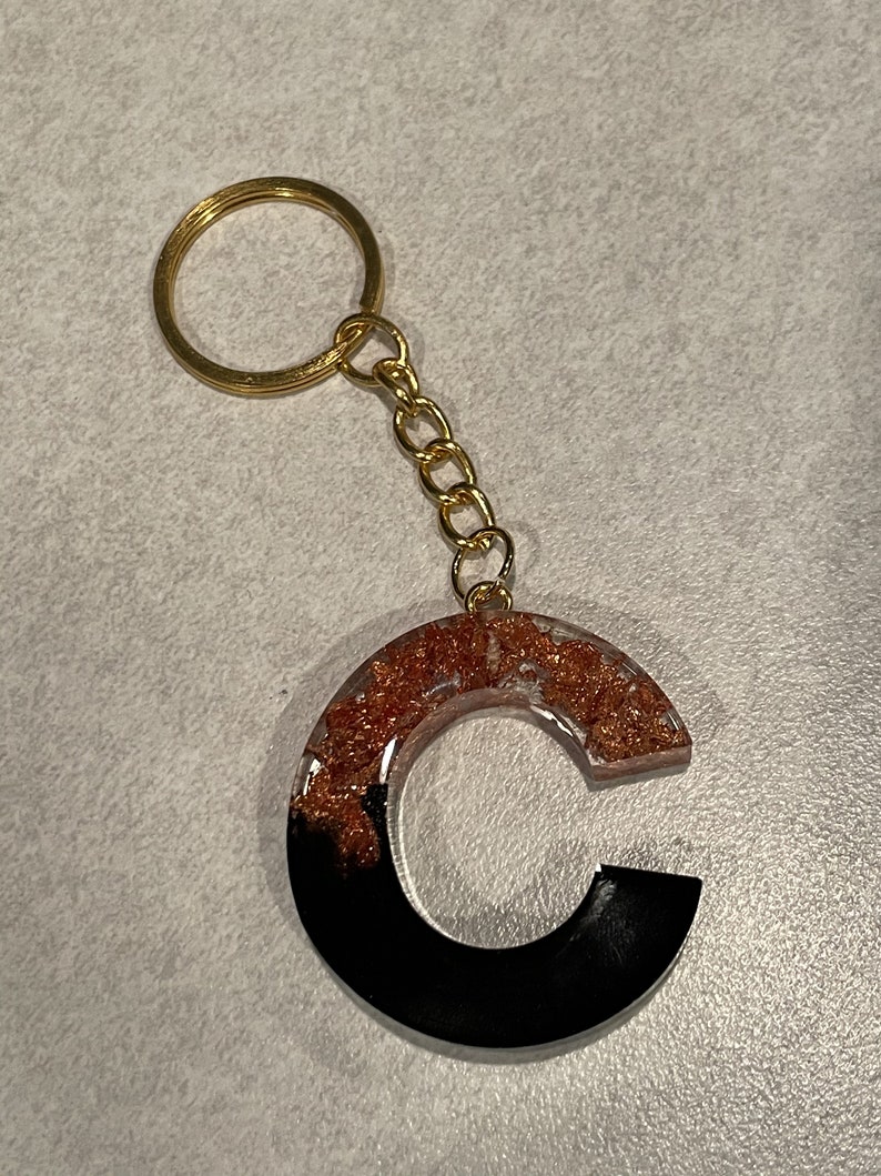 Metallic Flake Letter Keychains - Etsy