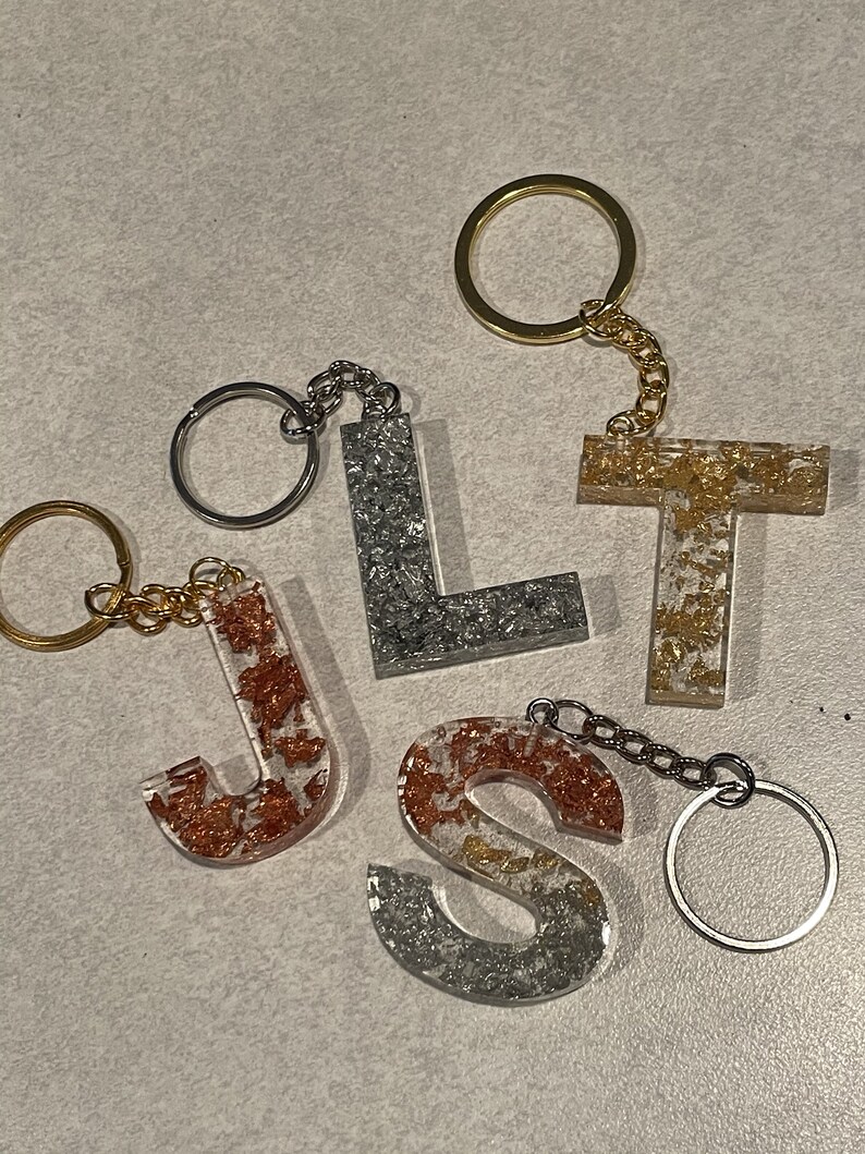 Metallic Flake Letter Keychains | Etsy