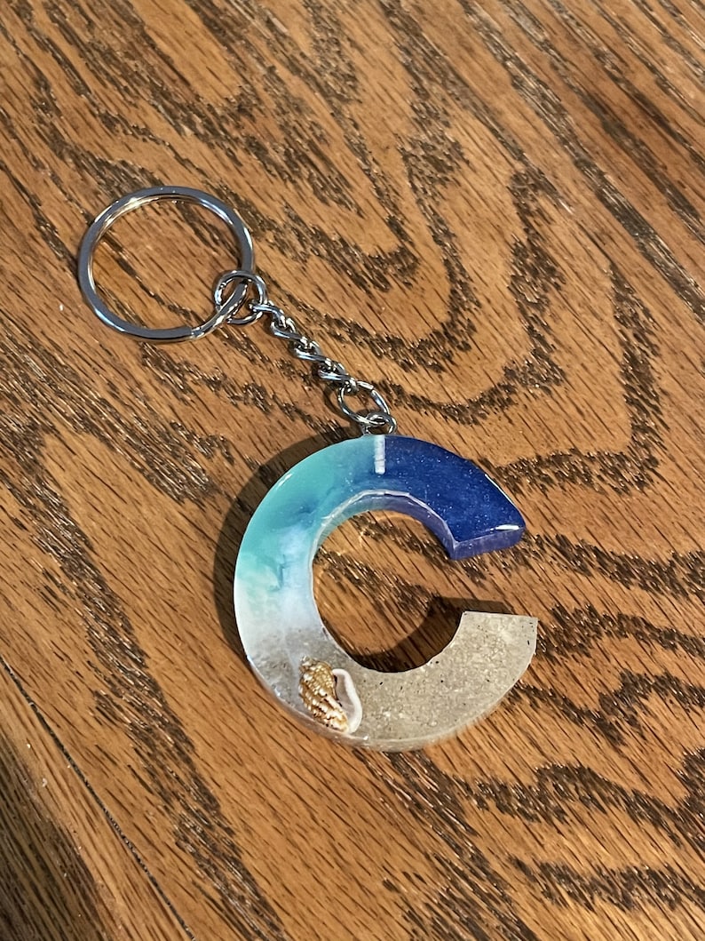 Beach Themed Letter Keychains Etsy
