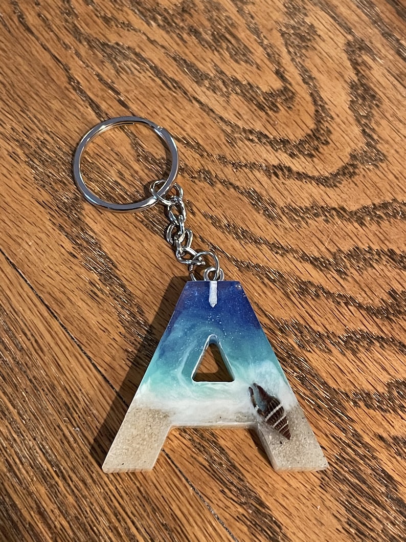 Beach Themed Letter Keychains Etsy