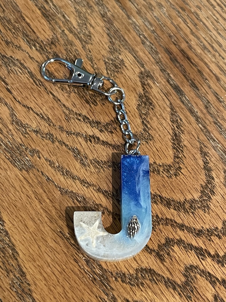 Beach Themed Letter Keychains Etsy