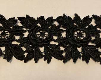 Black Floral Lace Trim