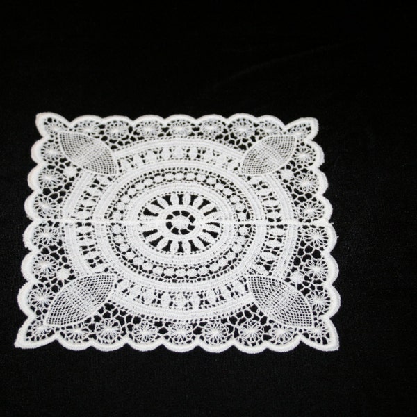 White Cotton Square Venise Lace