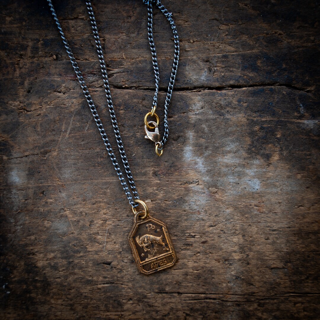 Aries Necklace, Zodiac Necklace, Horoscope Necklace, Mens Zodiac