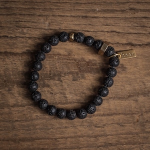 Duty Bracelet, Lava Rock Bracelet, Volcanic Rock Beaded Bracelet, Mens Jewelry, Basalt Bracelet, Mens Bracelet, Mens Jewelry