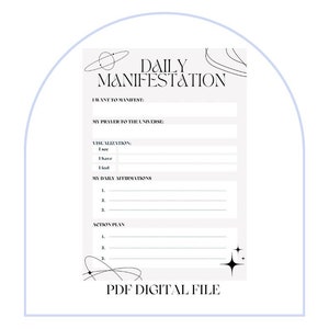 Daily Manifestation Planner, Manifestation Template, Law of Attraction Technique, Digital Printable, 1 Page, PDF File, Gratitude Journal zdjęcie 1