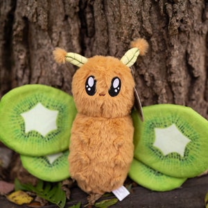 Peluche de polilla de fruta kiwi, peluche de frutas, peluche de comida, regalo Cottagecore, lindo, peluche, peluche Kawaii, peluche verde
