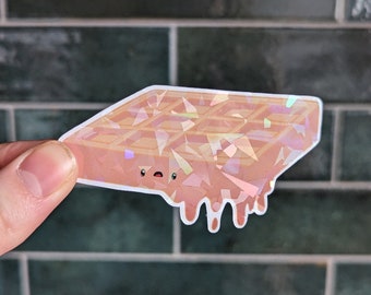 Melting Waffle Sticker, Waffle Sticker, Breakfast Sticker, Holographic Sticker, Sparkle Sticker