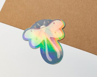 Luna Moth Sticker, Moth Gift, Cottagecore Sticker, Moon Moth, Holographic Moth Sticker, Moth Decals, Cottagecore moth, Cottagecore gifts