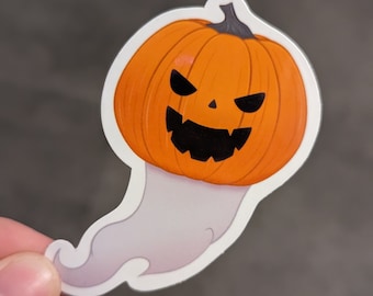 Pumpkin Ghost Sticker, Halloween Stickers, Spooky Ghost, Pumpkin, Ghost Sticker for Water Bottles, Jack O Lantern