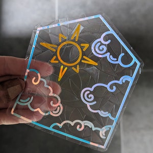 Sun and Clouds Suncatcher, Sun Rays Suncatcher Sticker, Sunshine Suncatcher, Sunny Day, Sun Behind Clouds, Cloud Suncatcher, Rainbow Maker