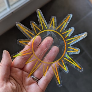 Sun Suncatcher, Sun Rays Suncatcher Sticker, Sunshine Suncatcher, Sunny Day, Sun Gift, Golden Day, Rainbow Maker