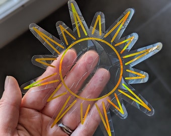 Sun Suncatcher, Sun Rays Suncatcher Sticker, Sunshine Suncatcher, Sunny Day, Sun Gift, Golden Day, Rainbow Maker