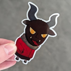 Krampus Sticker, Cute Krampus, Krampus Vinyl Sticker, for laptop, for water bottle, Christmas Sticker, Creepmas,