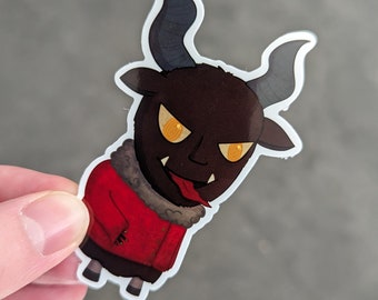 Krampus Sticker, Cute Krampus, Krampus Vinyl Sticker, for laptop, for water bottle, Christmas Sticker, Creepmas,