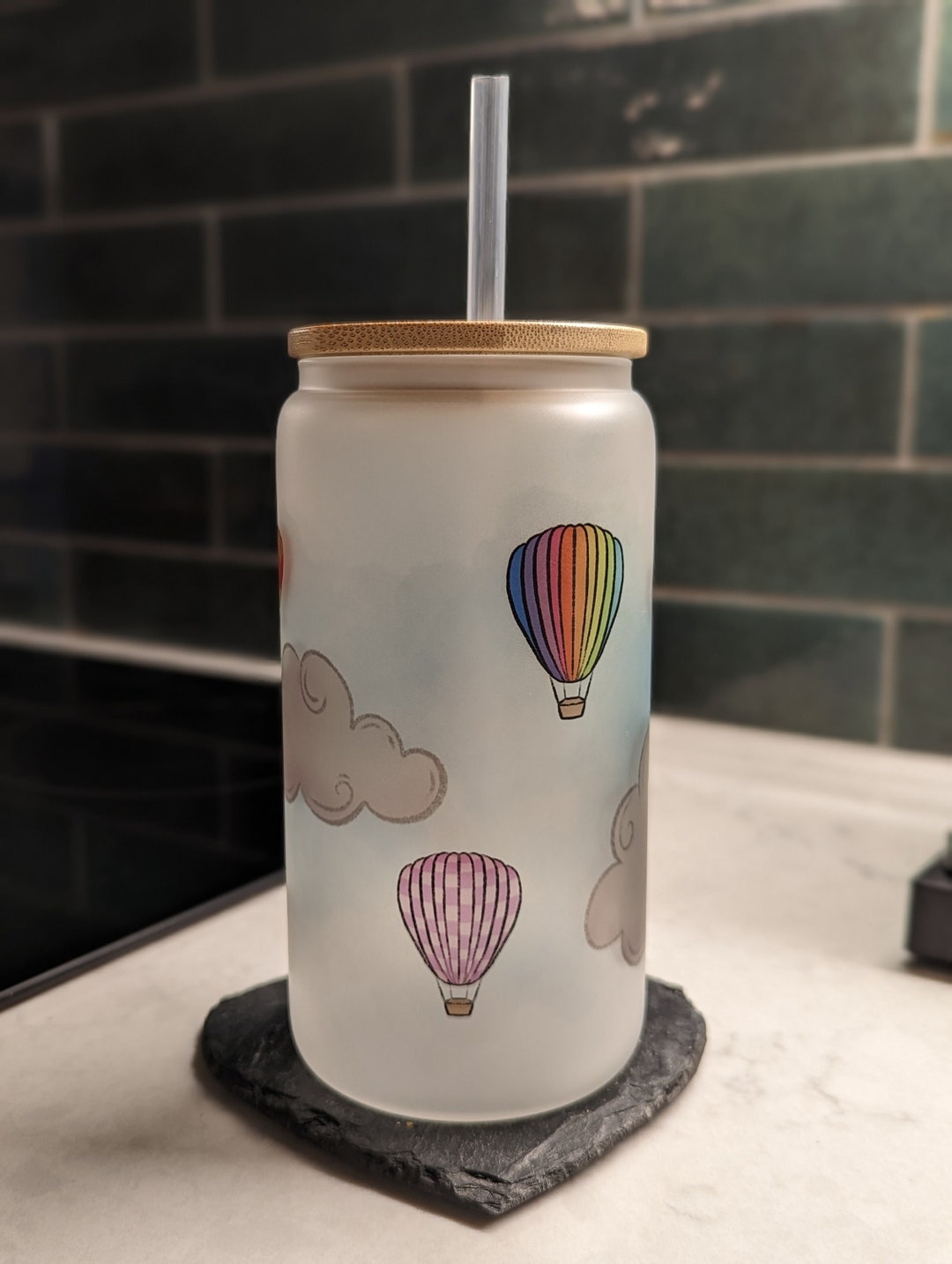 Hot Air Balloon, Cloud Glass, Hot Air Balloon Gifts, Frosted Glass