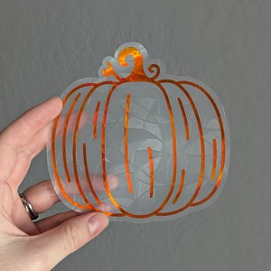 Pumpkin Suncatcher, Iridescent Window Film, Rainbow Maker, Halloween Suncatcher Sticker, Halloween Window Cling, Fall Window Decal