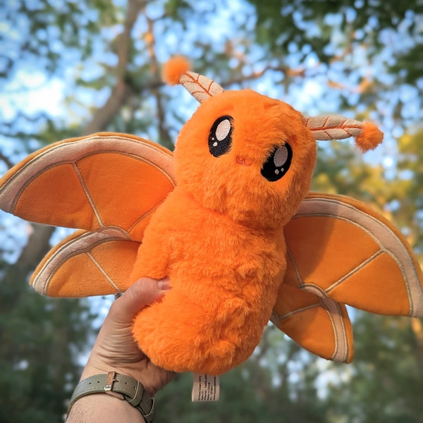 Orange Fruit Moth Plush, Fruit Plushie, Food Plush, Cottagecore Gift, Cute, Stuffed Animal, Kawaii Plush, Orange Plushie