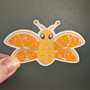 Orange Moth Sticker, Fruit Stickers, Cute Moth, Moth Sticker, Cottagecore Sticker, Moth Gift, Cottagecore Gift, Orange Sticker