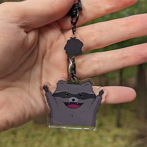 Trash and Raccoon Acrylic Charm, Trash Panda Acrylic Charm, Raccoon Keyring, Trash Keyring, Cute Animal Charm, Racoon Keychain,