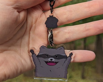 Trash and Raccoon Acrylic Charm, Trash Panda Acrylic Charm, Raccoon Keyring, Trash Keyring, Cute Animal Charm, Racoon Keychain,