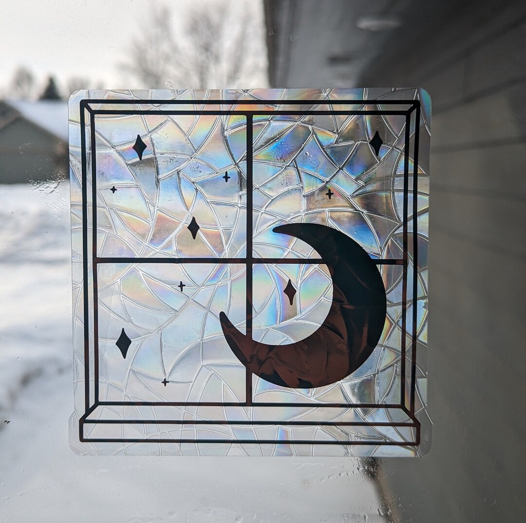 Night Sky Window, Suncatcher Sticker, Iridescent Window Decal, Rainbow ...