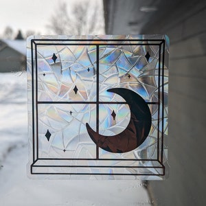Night Sky Window, Suncatcher Sticker, Iridescent Window Decal, Rainbow Maker, Window Suncatcher, Night Sky Suncatcher, Stars Gift, Moon Gift