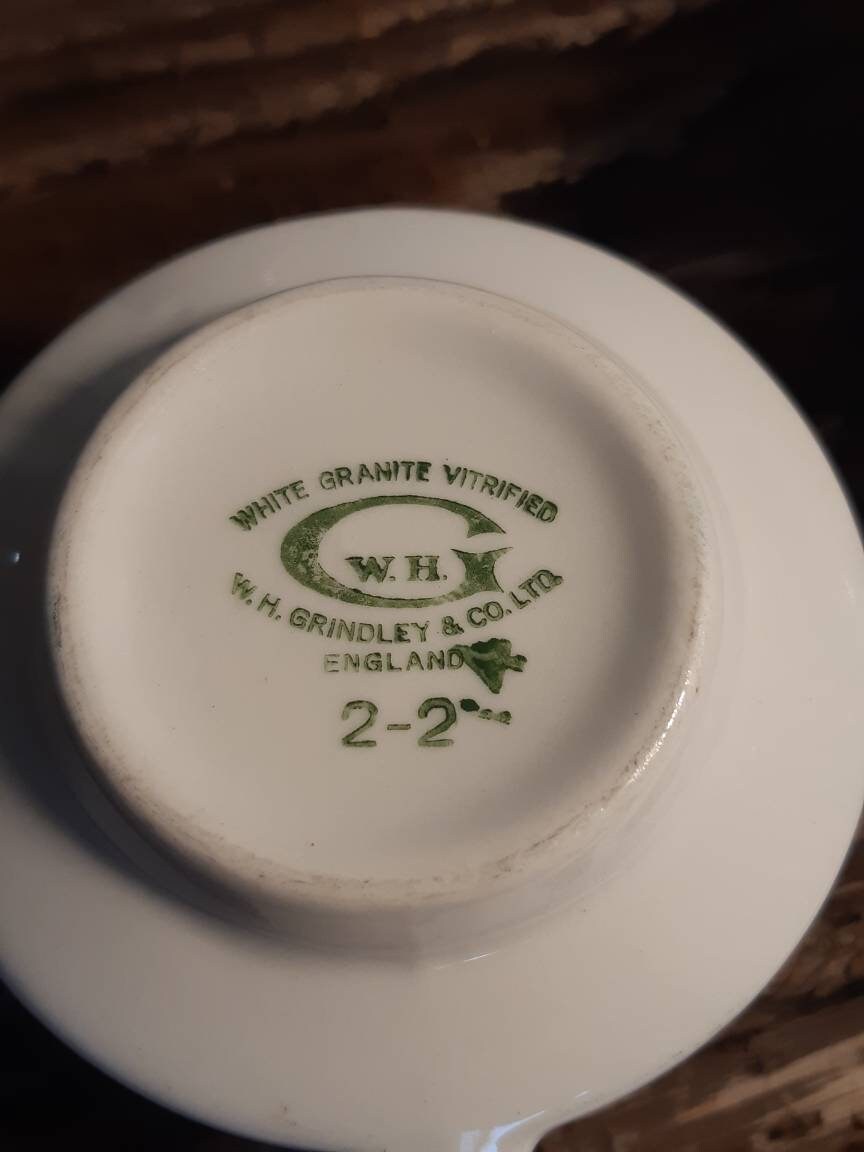W.H. Grindley White Granite Vitrified Cups and Saucers Etsy Canada
