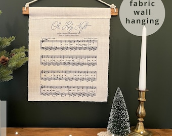 Oh Holy Night Fabric Wall Hanging, Vintage Christmas Decor