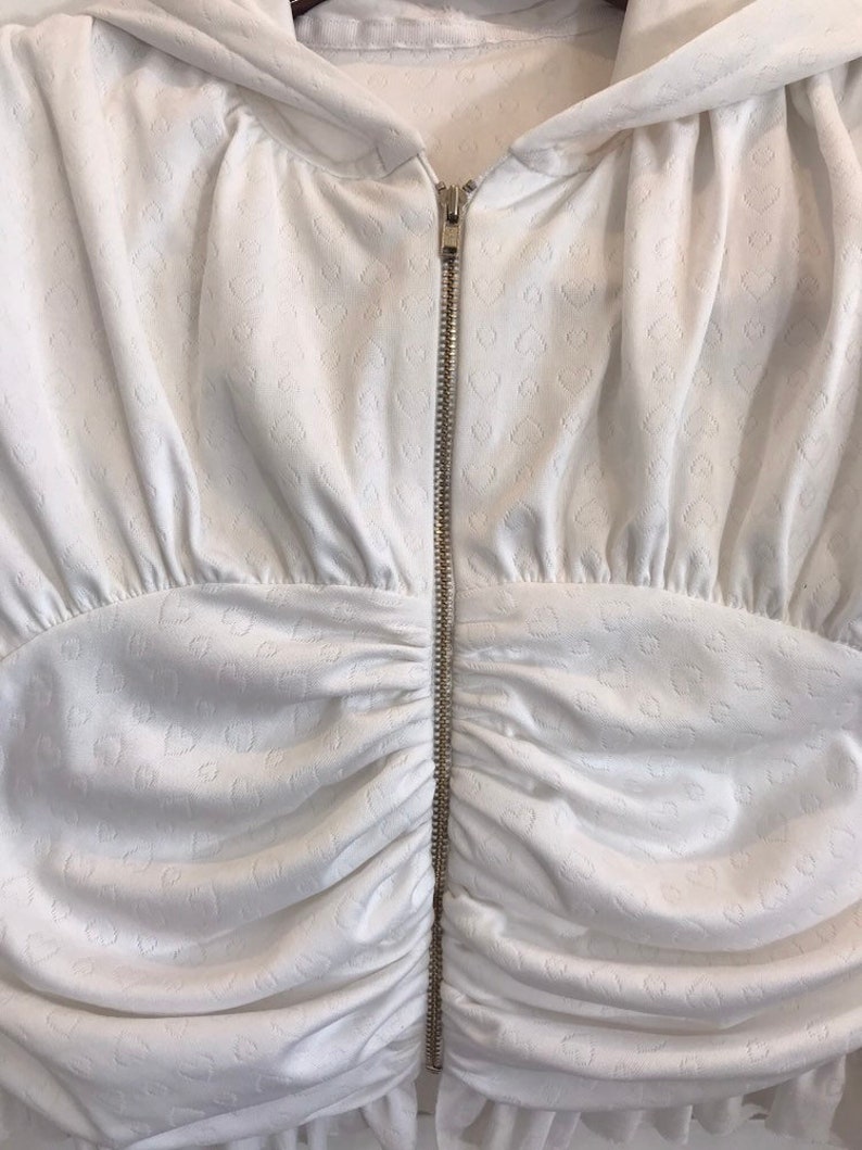 White Hearts Ruched Hoodie Girls Hoodie Hoodie Zipped Hoodie Free shipping Size 7-8 Medium Girls Jacket White Hoodie