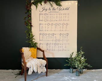 Joy to the World Christmas Wall Canvas, Church Backdrop, Christian Home Decor