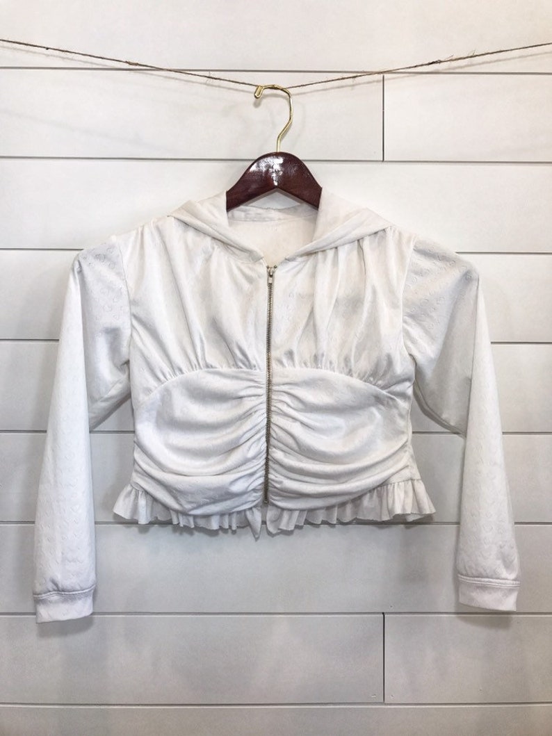 White Hearts Ruched Hoodie Girls Hoodie Hoodie Zipped Hoodie Free shipping Size 7-8 Medium Girls Jacket White Hoodie