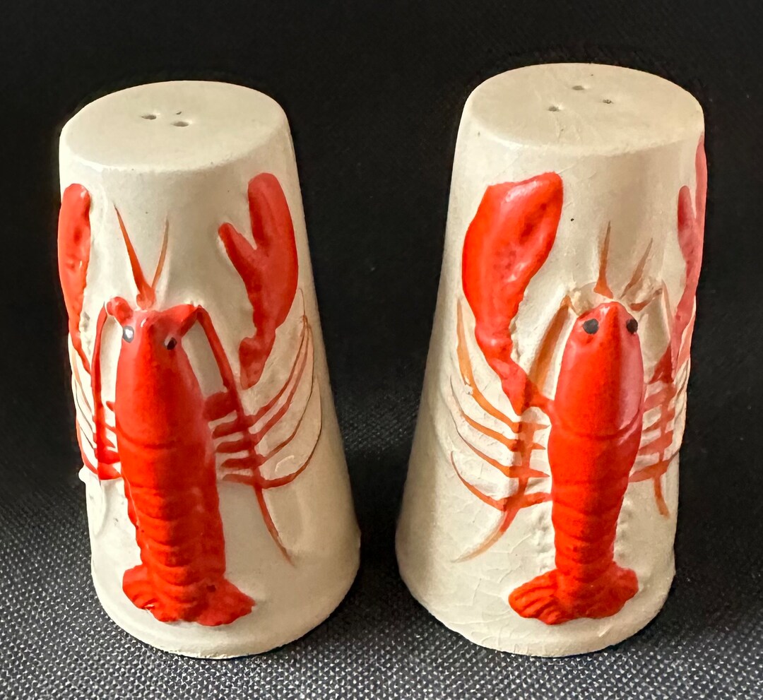 Vintage Lobster Salt and Pepper Ceramic Shaker Set Made in Etsy