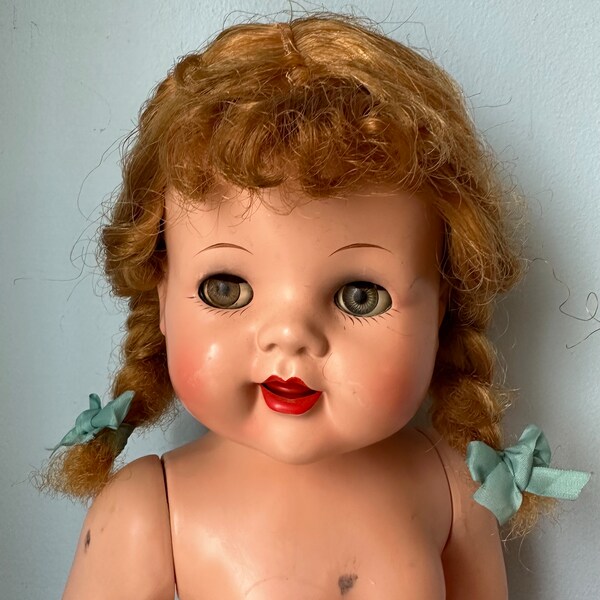 1950’s Ideal Doll SAUCY WALKER 22” no Clothes -  Rare Sleep & flirty Eyes Jointed 1951 Antique Brunette