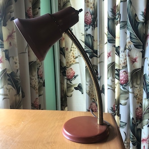 Vintage Mid Century Modern Adjustable Gooseneck  Desk Task Lamp , Burnt Orange Made in USA