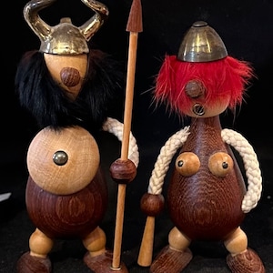 Teak vikings dolls 1 bottle opener, by Carl Bent 60s vintage Danish teak figurals / Bojesen Bolling Era   mid century figurines