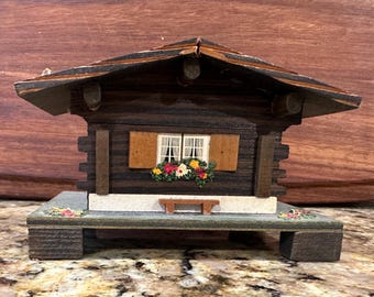 Vintage Wood Diorama Alpine German Hut Chalet Living Dining Room
