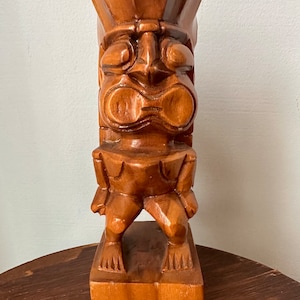 Vintage 8 inch Hand Carved Wood Hawaiian Tiki Statue, Hawaiian God, Polynesian, Hawaiian Souvenir