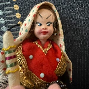 Vintage 1950’s Very Rare  Klumpe Doll - Woman/Girl with Rosary and Easter Candle