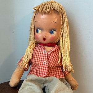 Vintage 1930&#39;s Sawdust Filled Composition 12&quot; Doll made in Poland