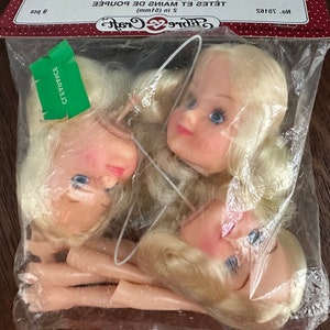 Set of 3 Vintage 2 inches Blonde Doll Set, MIB, Fibre Craft